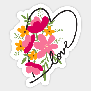 Floral Heart Love Letters for Flower Lovers Sticker